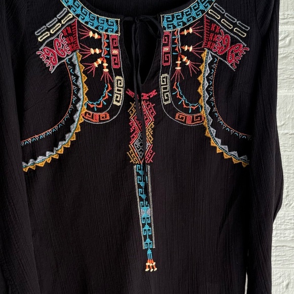 Old Navy Womens Black Embroidered Peasant Swimsuit Cover Up - Picture 5 of 7